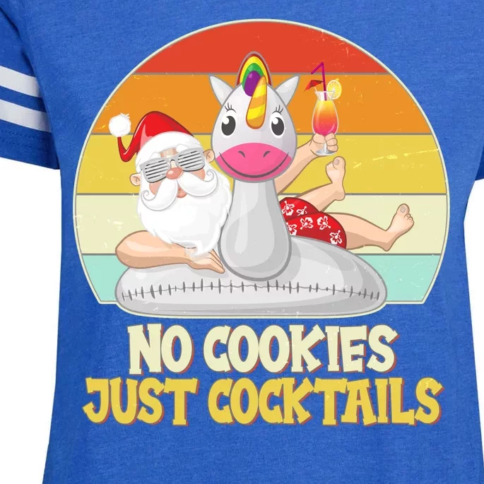 No Cookies Just Cocktails Summer Vacation Santa Claus Enza Ladies Jersey Football T-Shirt