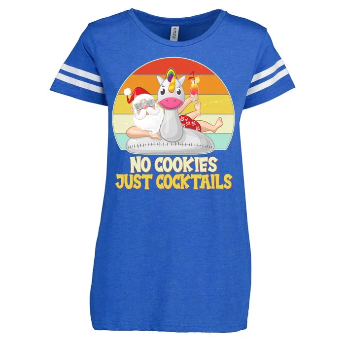 No Cookies Just Cocktails Summer Vacation Santa Claus Enza Ladies Jersey Football T-Shirt