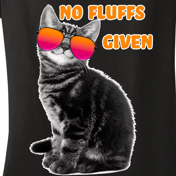 No Fluffs Given Kitten Sunglasses Women's V-Neck T-Shirt