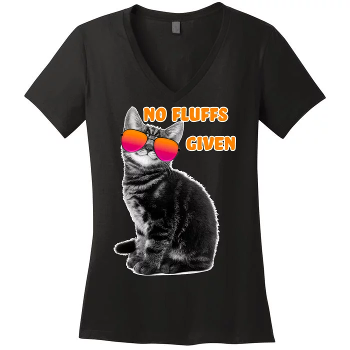 No Fluffs Given Kitten Sunglasses Women's V-Neck T-Shirt