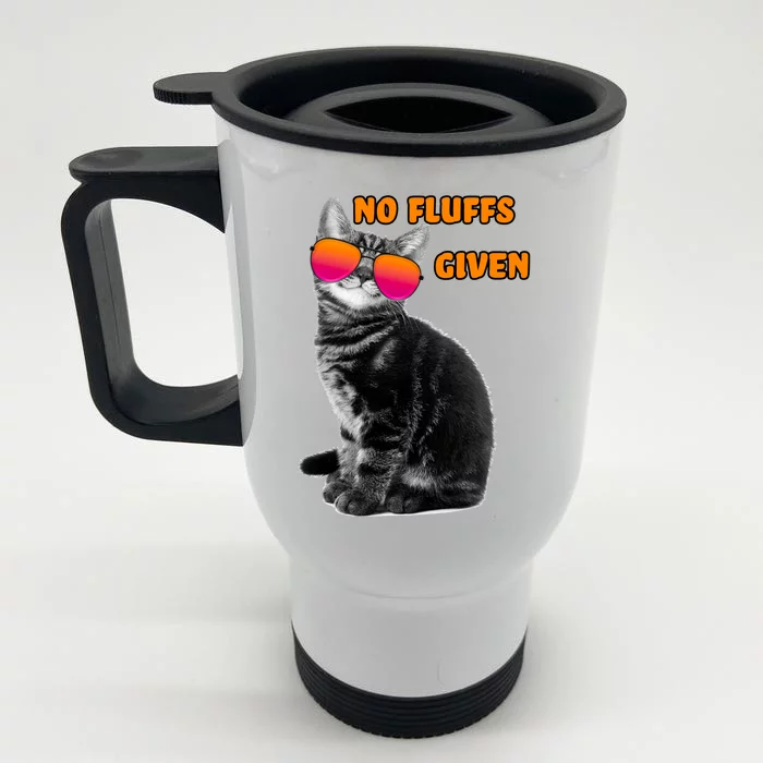 No Fluffs Given Kitten Sunglasses Front & Back Stainless Steel Travel Mug