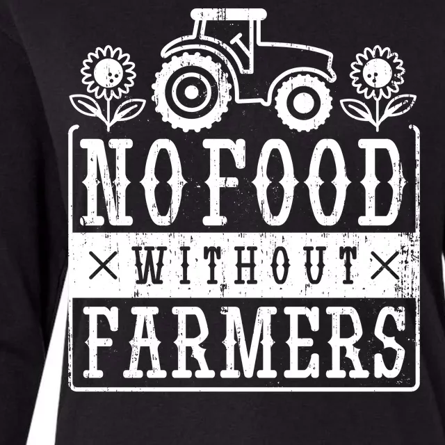 No Food Without Farmers Womens Cotton Relaxed Long Sleeve T-Shirt