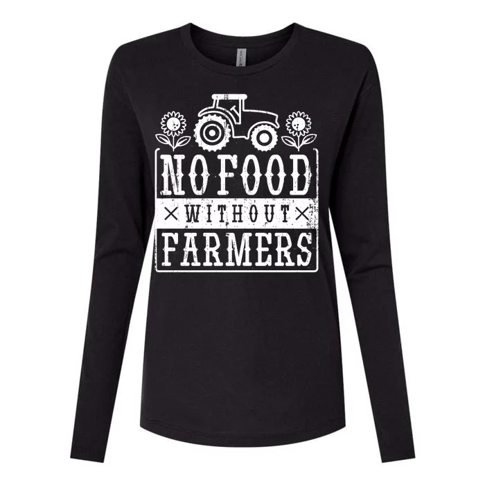 No Food Without Farmers Womens Cotton Relaxed Long Sleeve T-Shirt