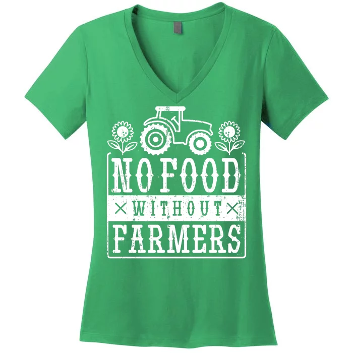 No Food Without Farmers Women's V-Neck T-Shirt