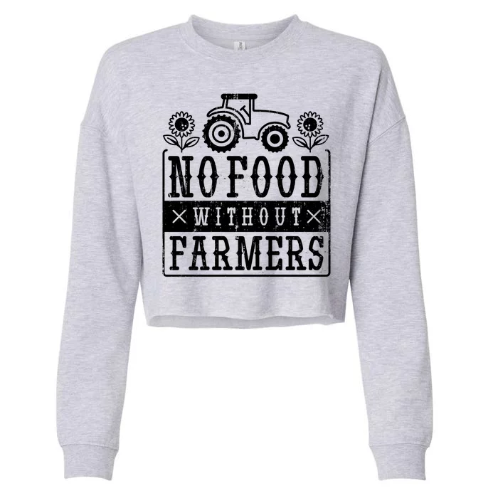 No Food Without Farmers Cropped Pullover Crew