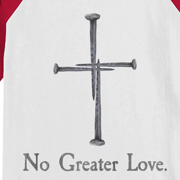 No Greater Love. Jesus Nailed To the Cross Christian Kids Colorblock Raglan Jersey