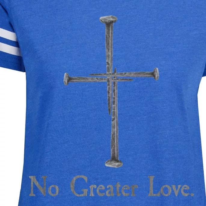 No Greater Love. Jesus Nailed To the Cross Christian Enza Ladies Jersey Football T-Shirt