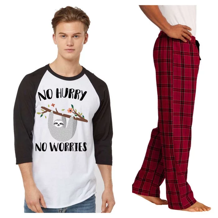 No Hurry No Worries Lazy Sloth Raglan Sleeve Pajama Set