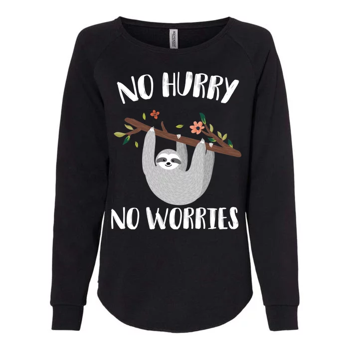 No Hurry No Worries Lazy Sloth Womens California Wash Sweatshirt