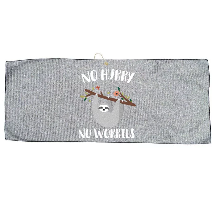 No Hurry No Worries Lazy Sloth Large Microfiber Waffle Golf Towel