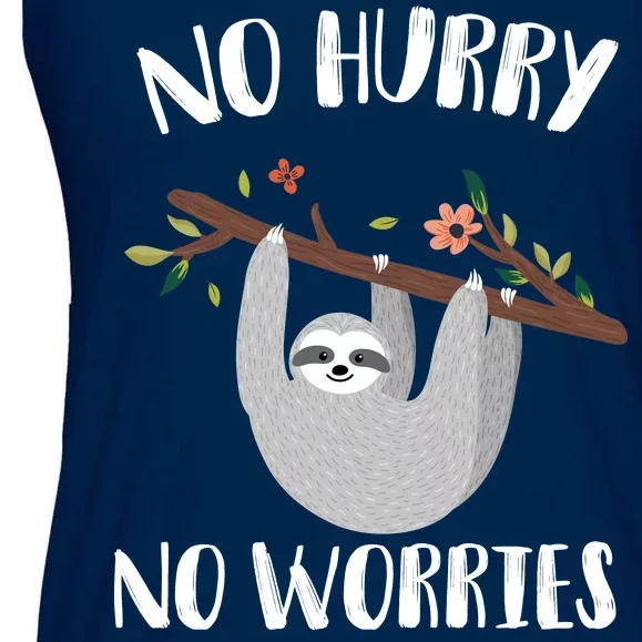 No Hurry No Worries Lazy Sloth Ladies Essential Flowy Tank