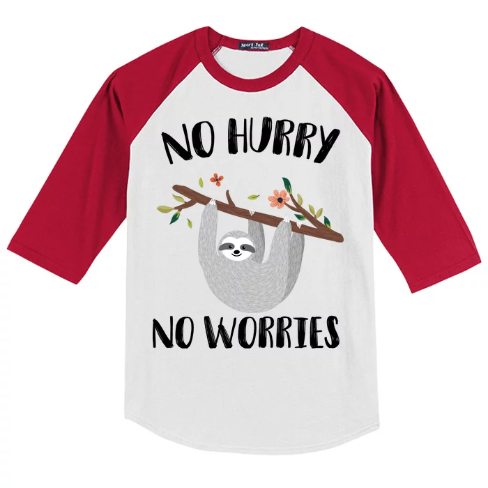 No Hurry No Worries Lazy Sloth Kids Colorblock Raglan Jersey