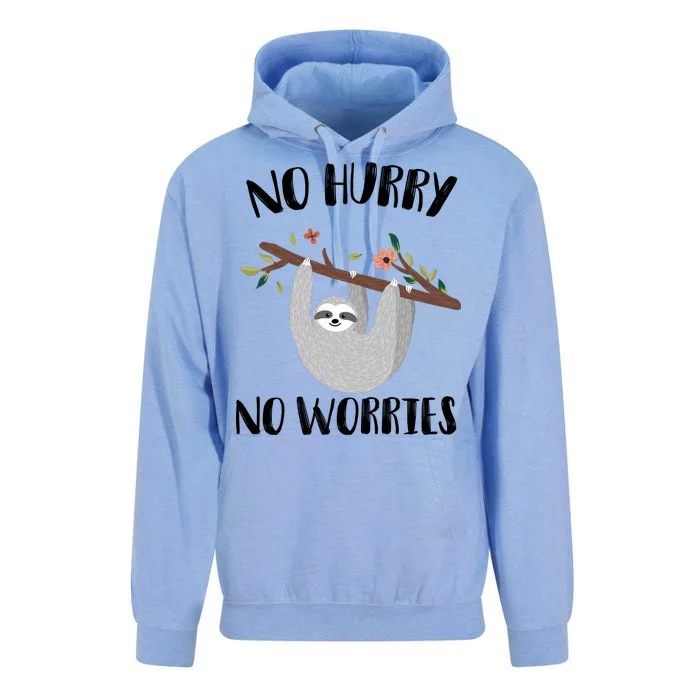 No Hurry No Worries Lazy Sloth Unisex Surf Hoodie