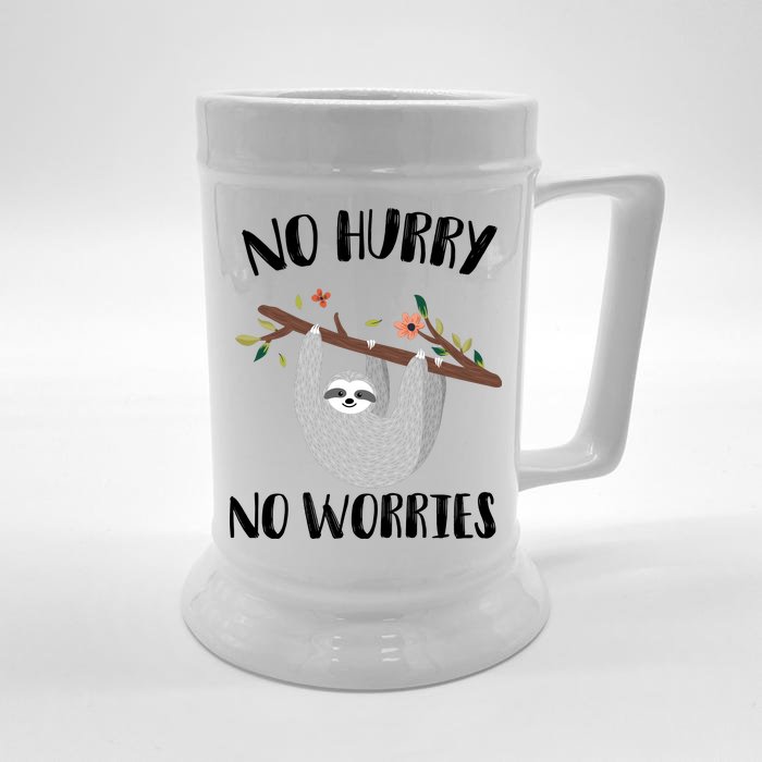 No Hurry No Worries Lazy Sloth Front & Back Beer Stein