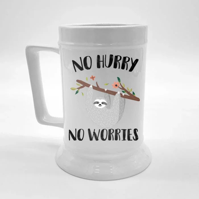 No Hurry No Worries Lazy Sloth Front & Back Beer Stein