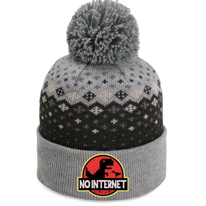 No Internet T-Rex The Baniff Cuffed Pom Beanie