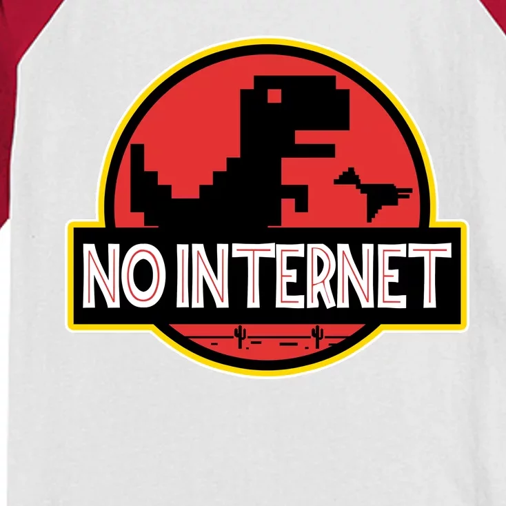 No Internet T-Rex Kids Colorblock Raglan Jersey