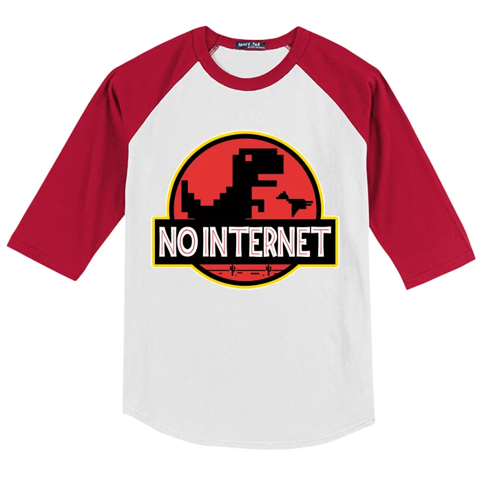 No Internet T-Rex Kids Colorblock Raglan Jersey