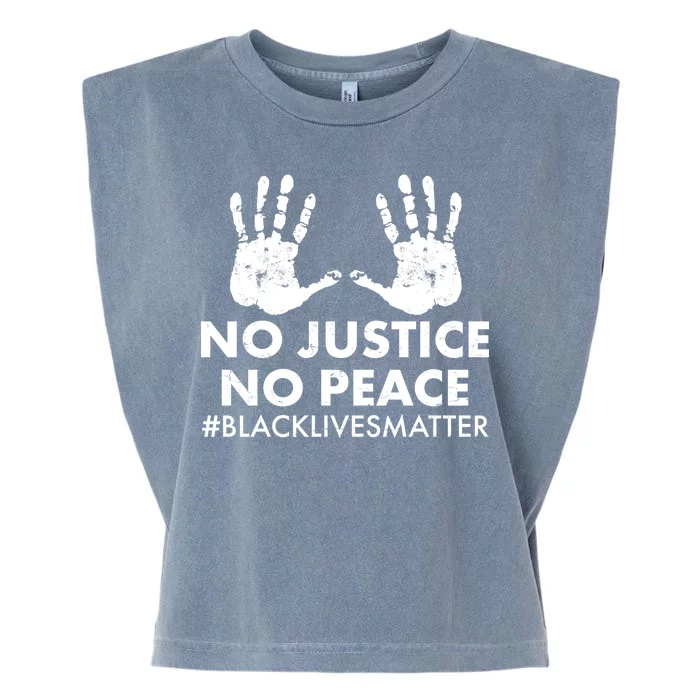 No Justice No Peace #BLACKLIVESMATTER Hand Prints Garment-Dyed Women's Muscle Tee