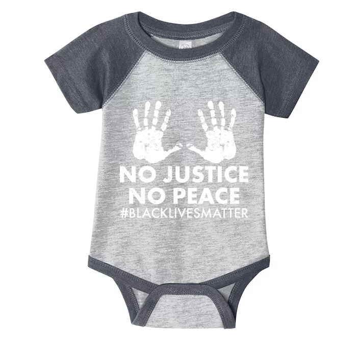 No Justice No Peace #BLACKLIVESMATTER Hand Prints Infant Baby Jersey Bodysuit