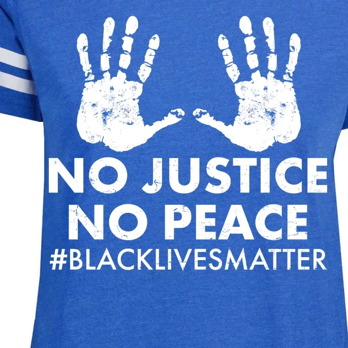 No Justice No Peace #BLACKLIVESMATTER Hand Prints Enza Ladies Jersey Football T-Shirt