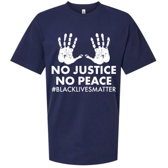 No Justice No Peace #BLACKLIVESMATTER Hand Prints Sueded Cloud Jersey T-Shirt