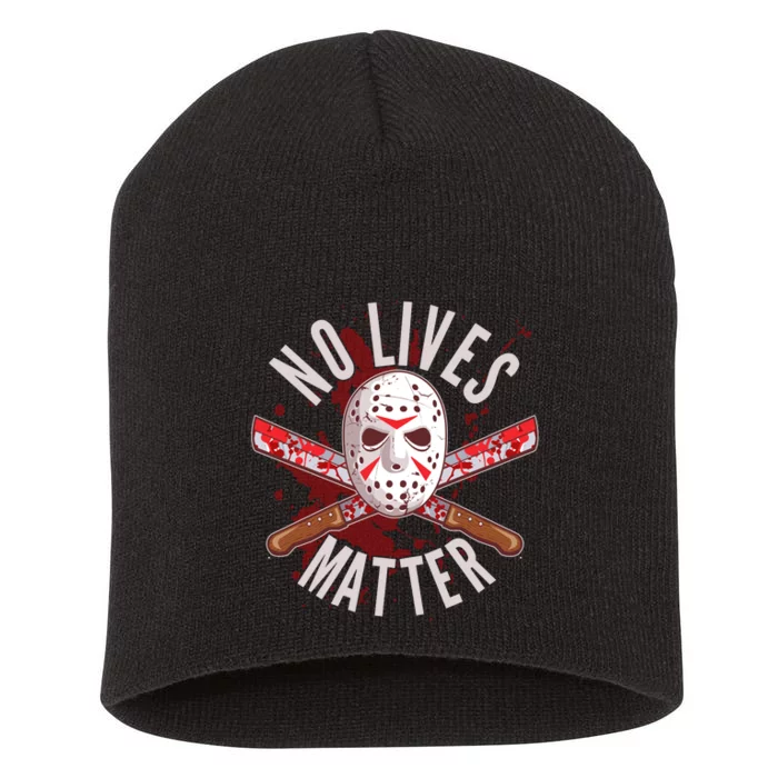 No Lives Matter Jason Hockey Mask Short Acrylic Beanie