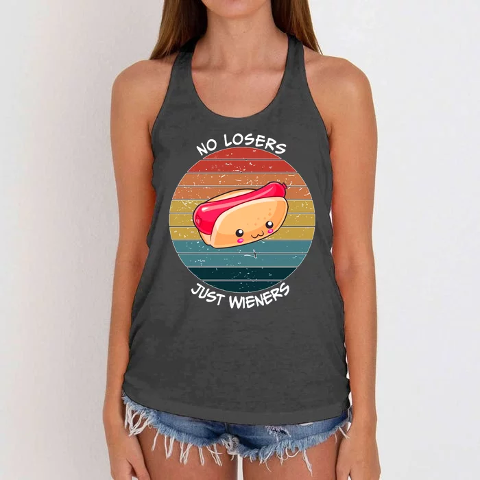 No Losers Just Wieners Women's Knotted Racerback Tank