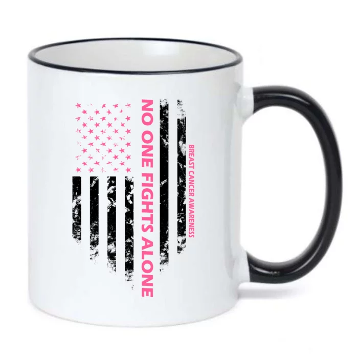 No One Fight Alone Breast Cancer Awareness Flag Black Color Changing Mug