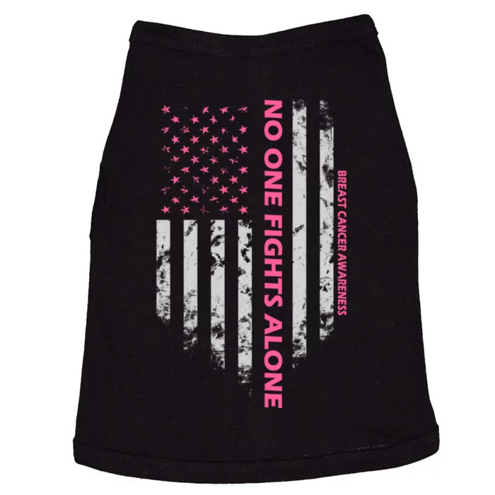 No One Fight Alone Breast Cancer Awareness Flag Doggie Tank