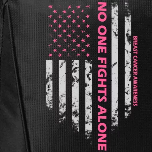 No One Fight Alone Breast Cancer Awareness Flag City Backpack