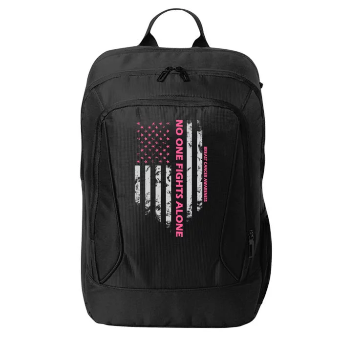 No One Fight Alone Breast Cancer Awareness Flag City Backpack