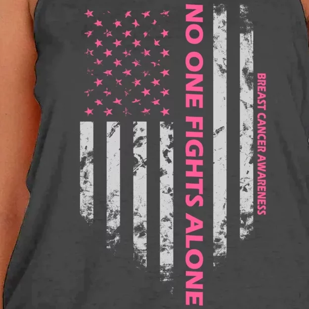 No One Fight Alone Breast Cancer Awareness Flag Women's Knotted Racerback Tank