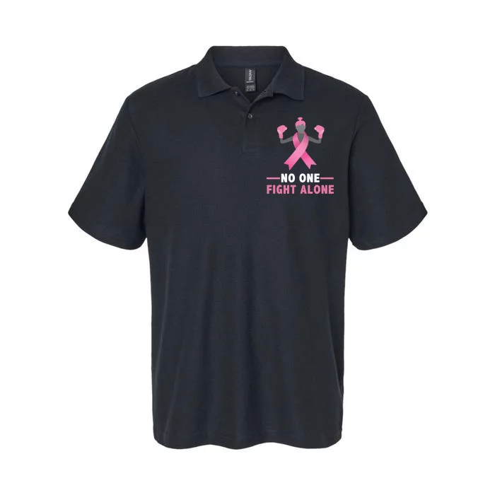 No One Fights  Alone Breast Cancer Softstyle Adult Sport Polo