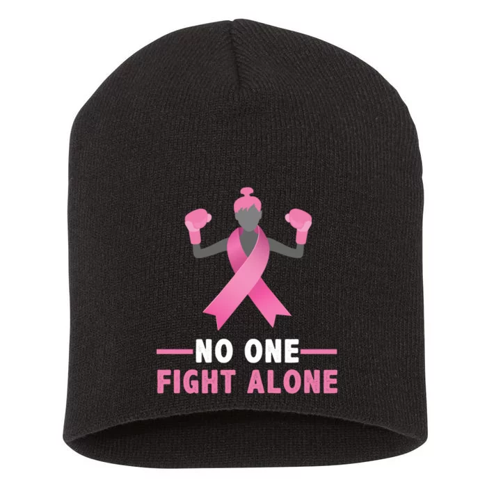 No One Fights  Alone Breast Cancer Short Acrylic Beanie