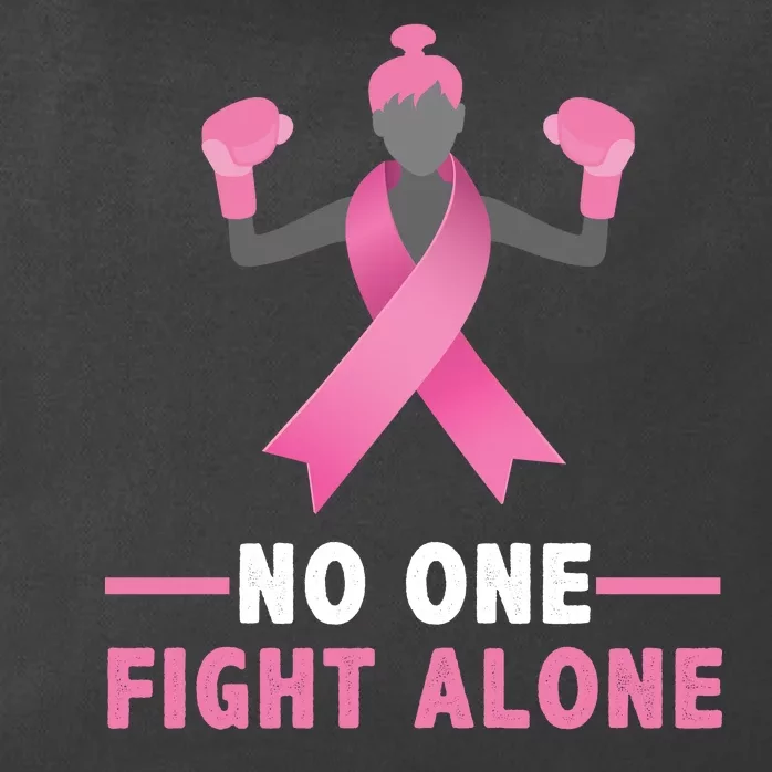 No One Fights  Alone Breast Cancer Zip Tote Bag