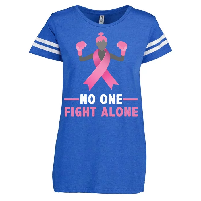 No One Fights  Alone Breast Cancer Enza Ladies Jersey Football T-Shirt