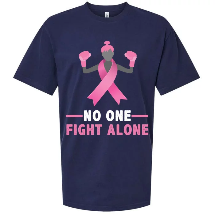 No One Fights  Alone Breast Cancer Sueded Cloud Jersey T-Shirt