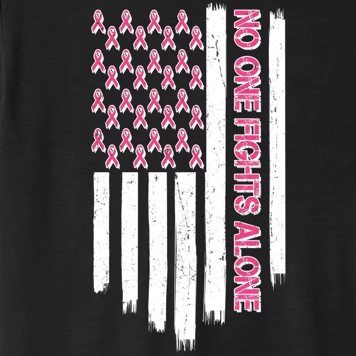 No One Fights Alone Breast Cancer Awareness American Pink Ribbons Flag ChromaSoft Performance T-Shirt