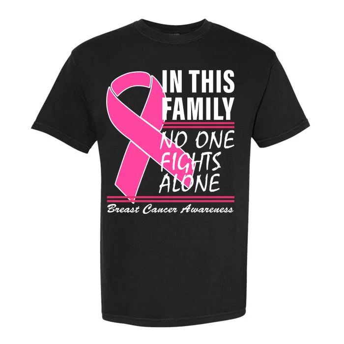 No One Fights Alone Breast Cancer Awareness Ribbon Garment-Dyed Heavyweight T-Shirt