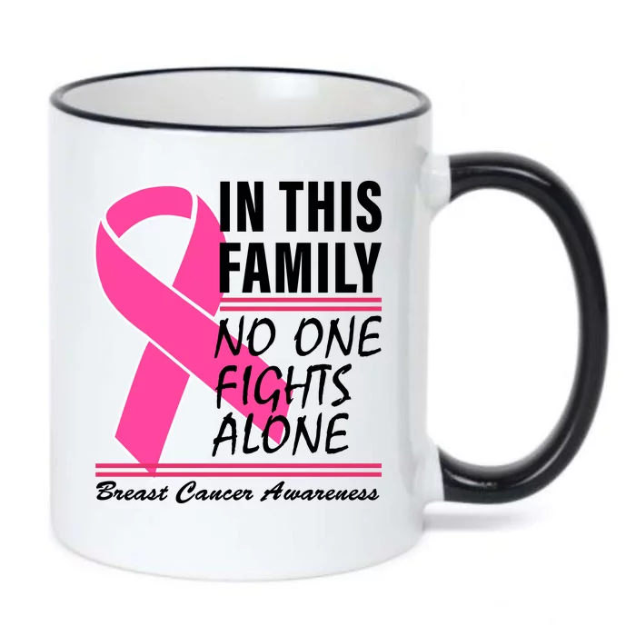 No One Fights Alone Breast Cancer Awareness Ribbon Black Color Changing Mug