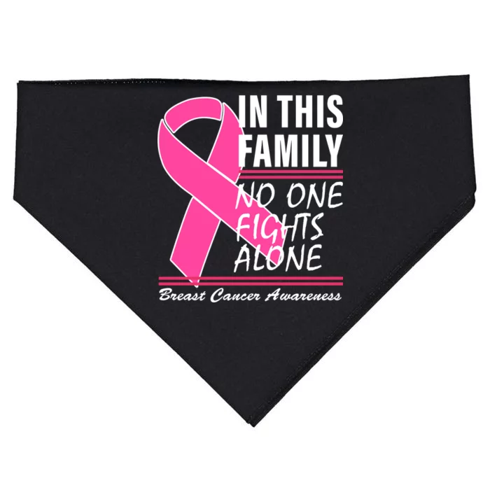 No One Fights Alone Breast Cancer Awareness Ribbon USA-Made Doggie Bandana