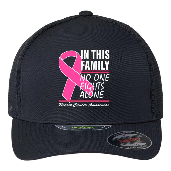 No One Fights Alone Breast Cancer Awareness Ribbon Flexfit Unipanel Trucker Cap