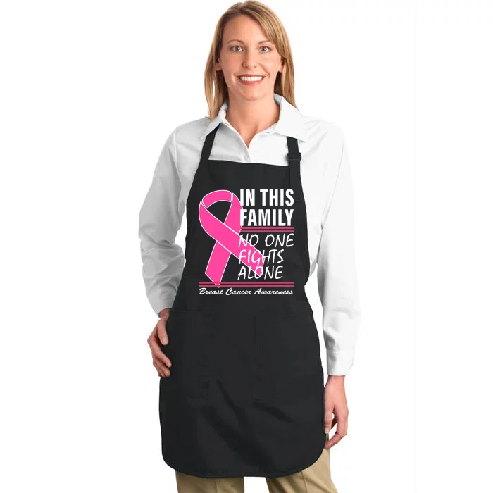 No One Fights Alone Breast Cancer Awareness Ribbon Full-Length Apron With Pocket