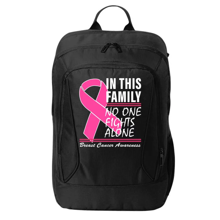 No One Fights Alone Breast Cancer Awareness Ribbon City Backpack