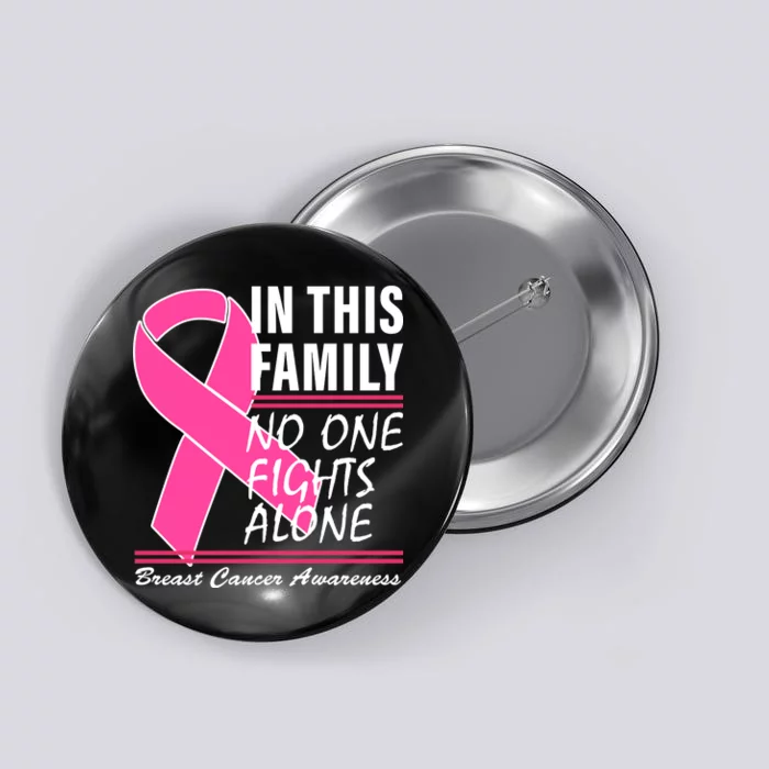 No One Fights Alone Breast Cancer Awareness Ribbon Button