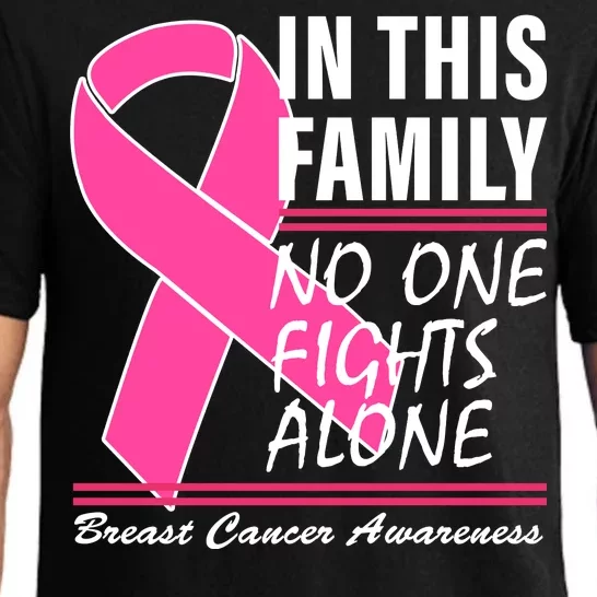 No One Fights Alone Breast Cancer Awareness Ribbon Pajama Set