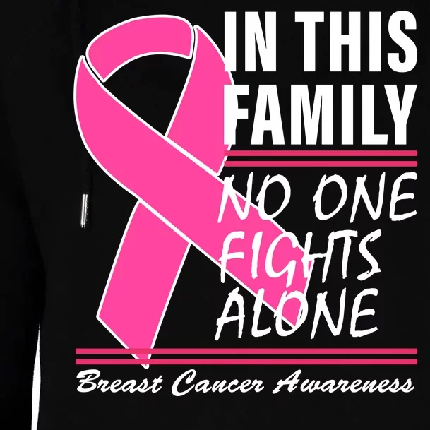 No One Fights Alone Breast Cancer Awareness Ribbon Womens Funnel Neck Pullover Hood