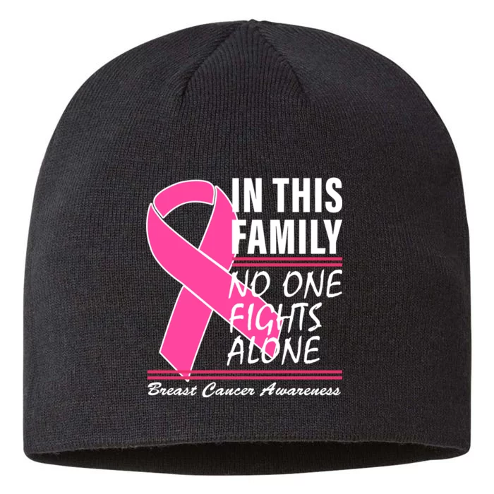 No One Fights Alone Breast Cancer Awareness Ribbon 8 1/2in Sustainable Knit Beanie