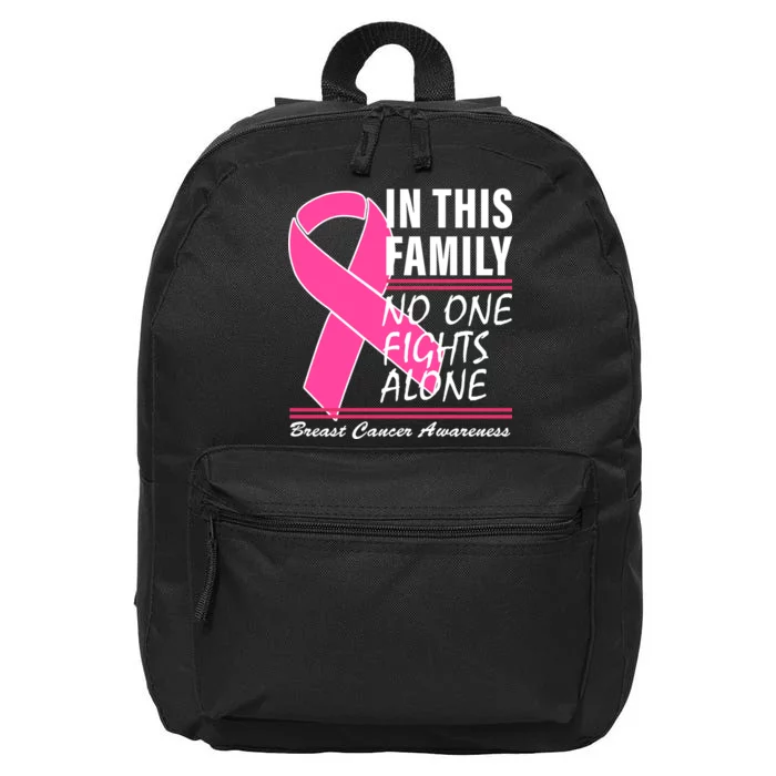 No One Fights Alone Breast Cancer Awareness Ribbon 16 in Basic Backpack